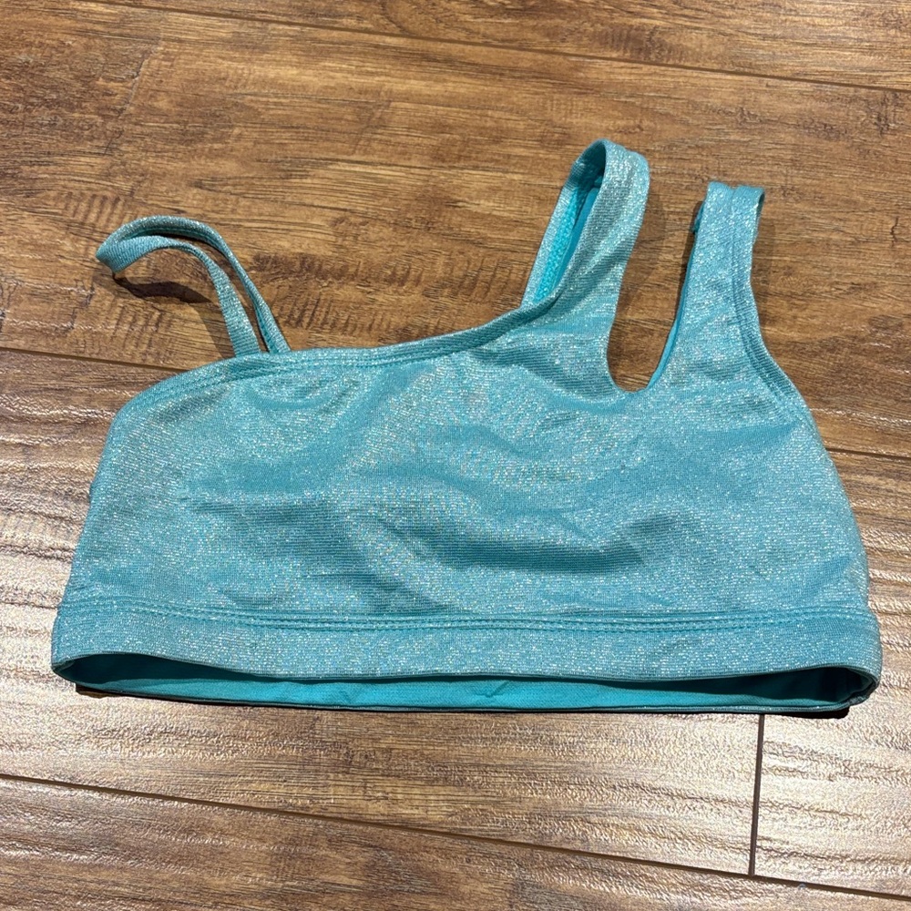 Justice Sparkly Blue Kids crop bra Top size small